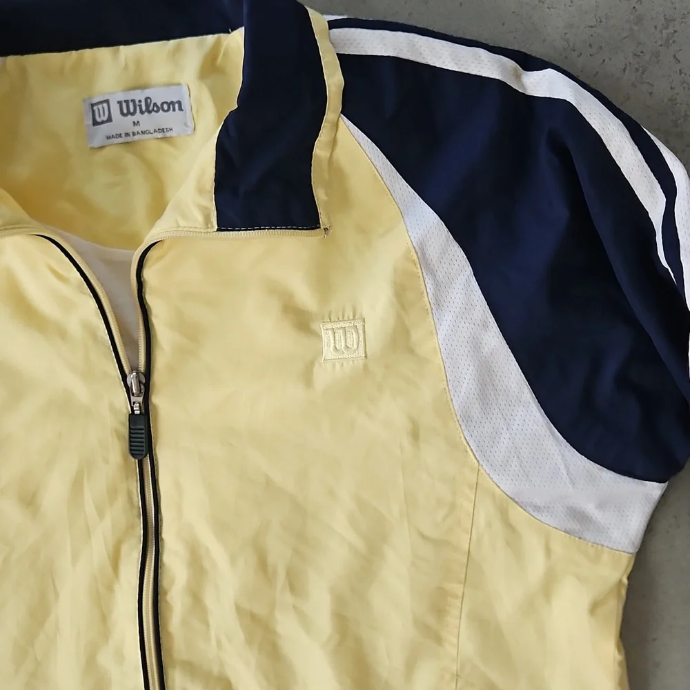 Wilson Yellow and Navy Zip Up Athletic Jacket with White Accents Vintage - Picture 2 of 7